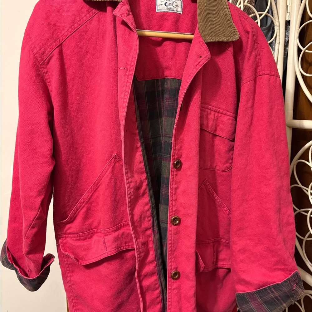 Vintage Bugle Boy Red Barn Coat with Plaid Lining